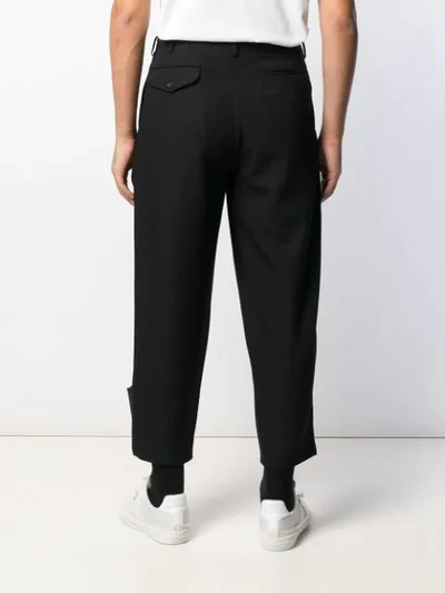 Shop Comme Des Garçons Homme Deux Cropped Wide-leg Trousers In Black