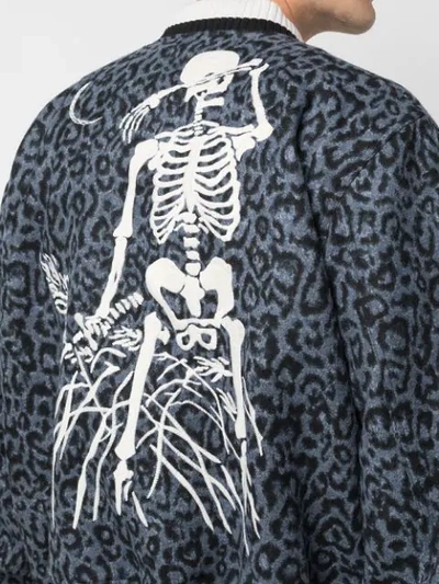 Shop Lost Daze Skeleton Leopard Print Bomber Jacket In Blue
