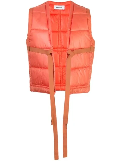 Shop Ambush Cropped Puffer Vest In Orange