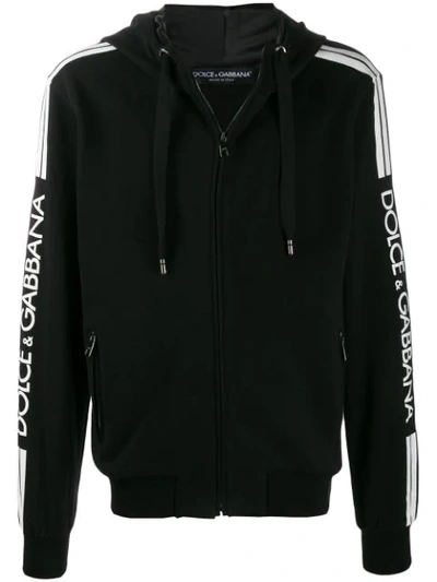 Shop Dolce & Gabbana Logo Sleeve Hoodie In Black