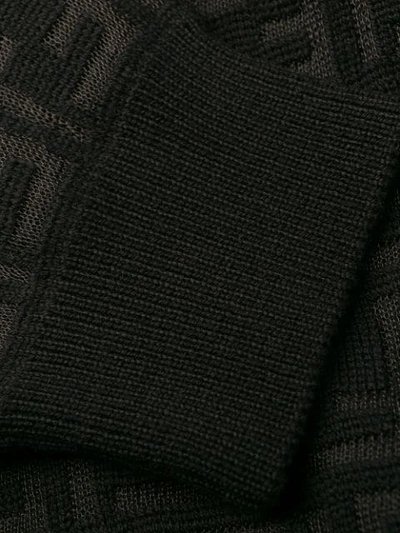 Shop Fendi Ff Pattern Crew Neck Jumper In Black