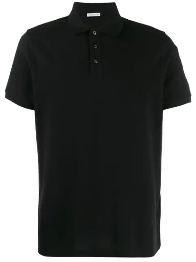 Shop Moncler Logo Patch Relaxed Fit Polo Shirt In Black