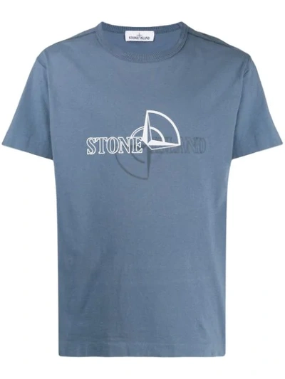 Shop Stone Island Logo Print T-shirt In Blue