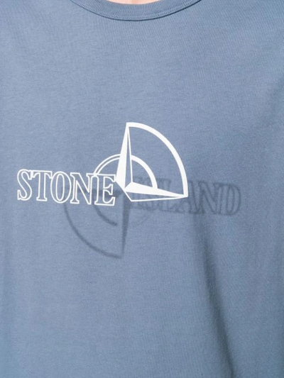 Shop Stone Island Logo Print T-shirt In Blue