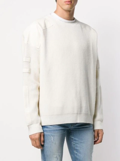 Shop Amiri Military Patch Knit Jumper In White