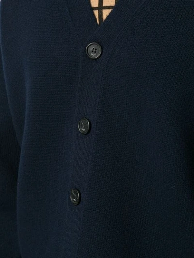 Shop N°21 Raw Edge V-neck Cardigan In Blue