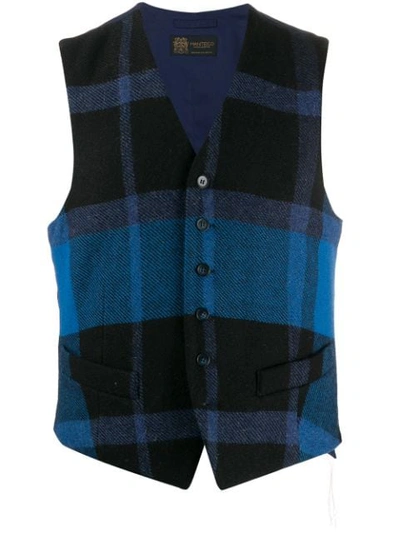 Shop Fortela Checked Waistcoat In Blue