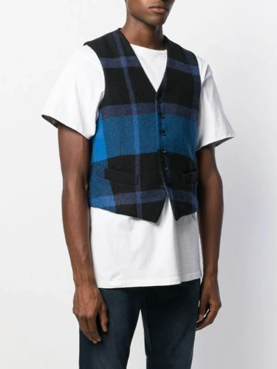 Shop Fortela Checked Waistcoat In Blue