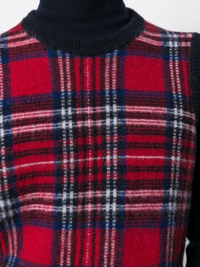 Shop Altea Tartan Patterned Sleeveless Sweater In 74 Rosso-blu