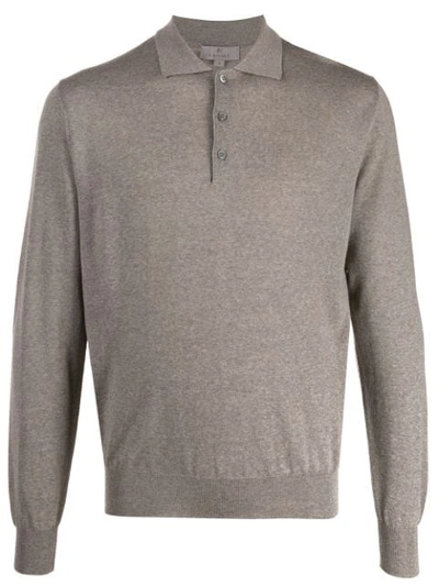 Shop Canali Long-sleeve Polo Shirt In Neutrals