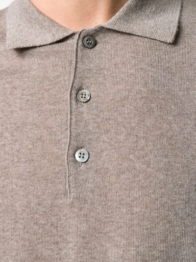 Shop Canali Long-sleeve Polo Shirt In Neutrals