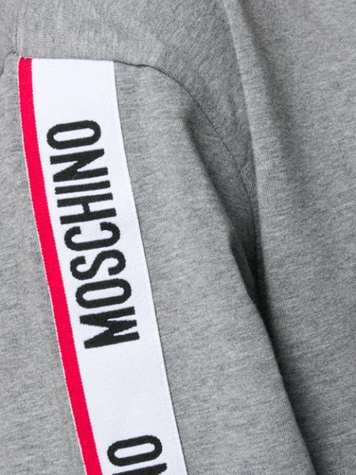 Shop Moschino Logo Stripes Sweatshirt In Grey