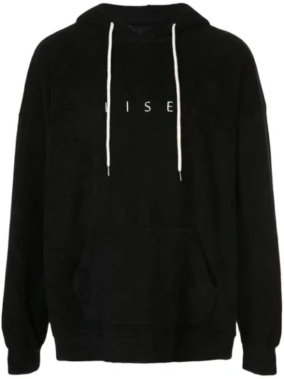 Shop Iise Frottee-kapuzenpullover Mit Logo In Black