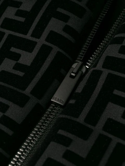 Shop Fendi Logo Textured Bomber Jacket In Black