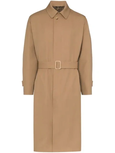 Shop Fendi Belted Trench Coat In Neutrals