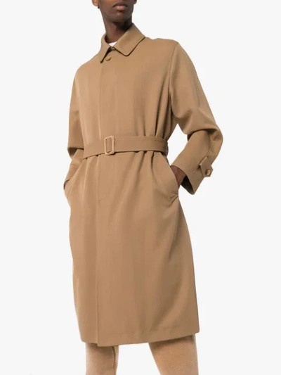 Shop Fendi Belted Trench Coat In Neutrals