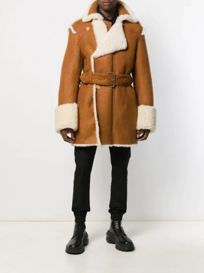 Shop Ann Demeulemeester Shearling-lined Coat In Brown