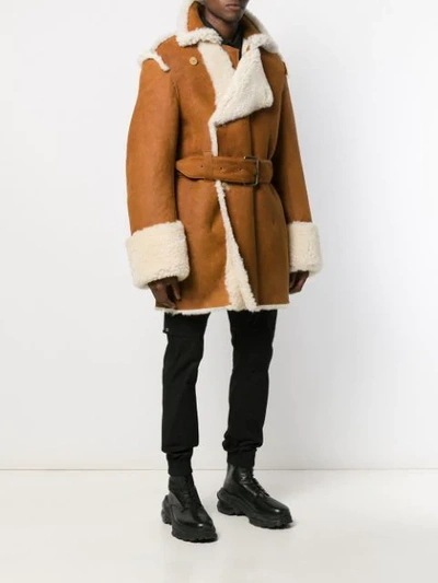 Shop Ann Demeulemeester Shearling-lined Coat In Brown