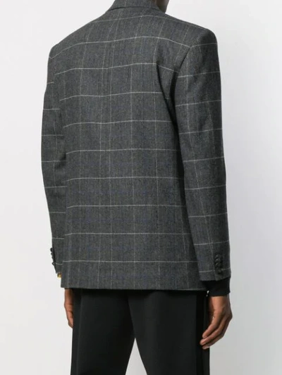 Shop Off-white Check Print Blazer In Grey