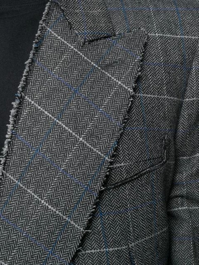 Shop Off-white Check Print Blazer In Grey