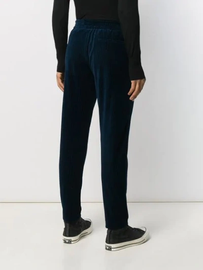 Shop Harris Wharf London Ribbed Straight-leg Trousers In Blue