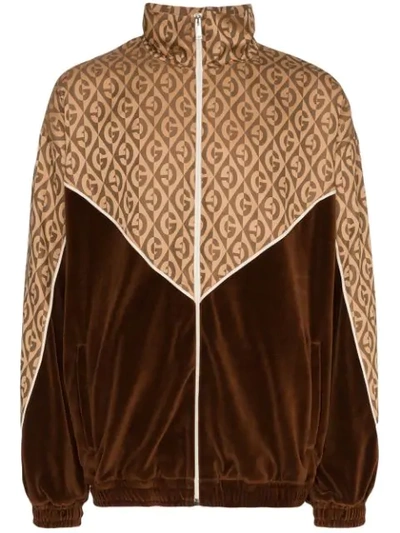 Shop Gucci Rhombus Logo Track Jacket In Brown