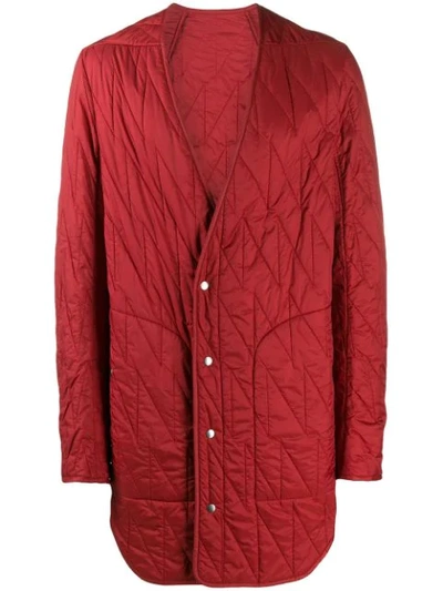 Shop Rick Owens Larry Off-the-runway Quilted Coat In Red