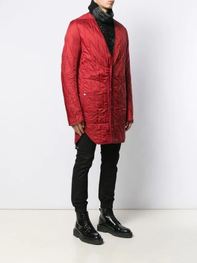 Shop Rick Owens Larry Off-the-runway Quilted Coat In Red