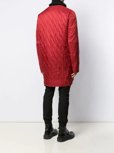 Shop Rick Owens Larry Off-the-runway Quilted Coat In Red