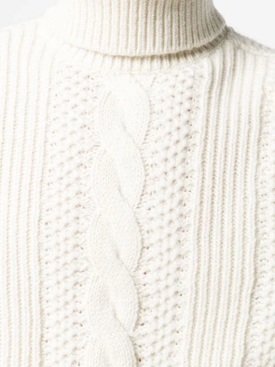 Shop Michael Kors Cable-knit Turtleneck Jumper In White