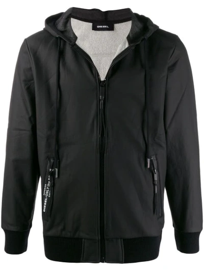 Shop Diesel Hooded Bomber Jacket In Black