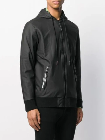 Shop Diesel Hooded Bomber Jacket In Black