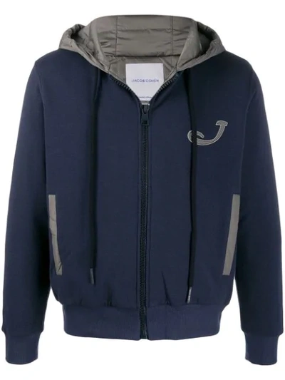 Shop Jacob Cohen Embroidered Hoodie In Blue