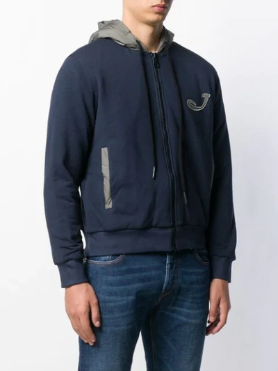 Shop Jacob Cohen Embroidered Hoodie In Blue