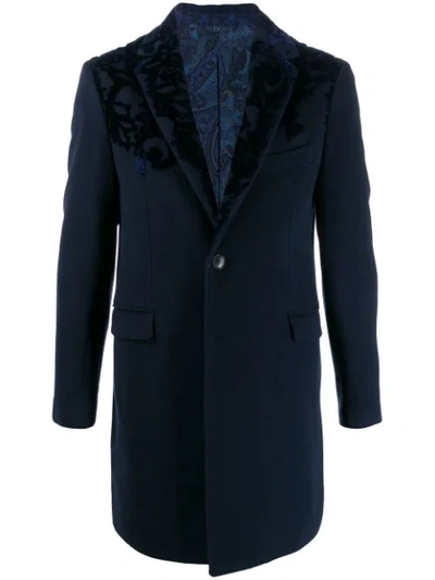 Shop Etro Single Breasted Coat In 0200 Navy