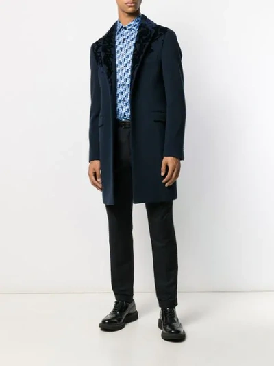 Shop Etro Single Breasted Coat In 0200 Navy