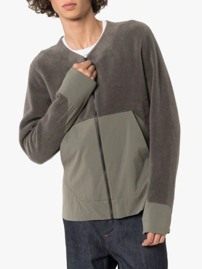 Shop Veilance Contrast Panel Zipped Jacket In Brown