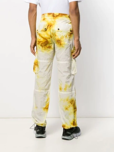 Shop Palm Angels Tie-dye Cargo Trousers In Yellow