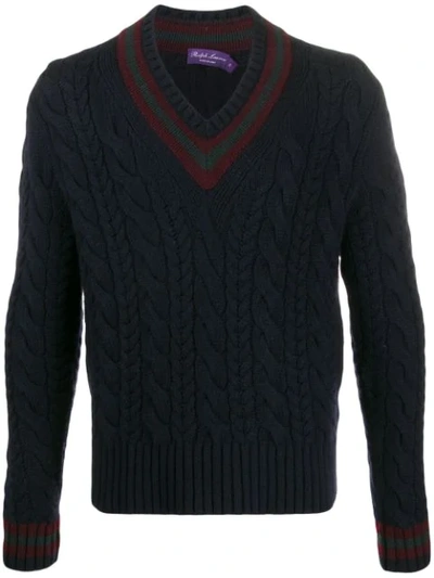 Shop Polo Ralph Lauren Cable Knit Jumper In Blue