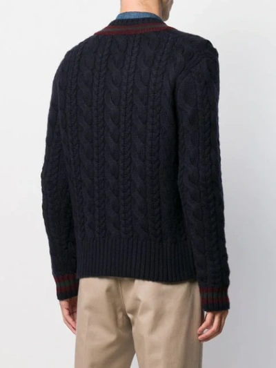 Shop Polo Ralph Lauren Cable Knit Jumper In Blue