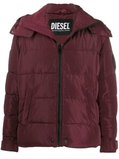Shop Diesel Zipped Hooded Jacket In Red
