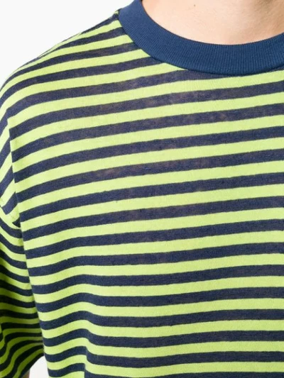 Shop Ymc You Must Create Striped Print T-shirt In Green/navy