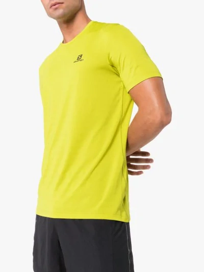 Shop Salomon Logo Print Performance T-shirt In Yellow