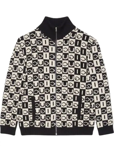 Shop Gucci Checkerboard Motif Jacket In Black