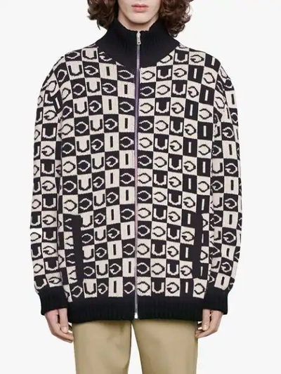 Shop Gucci Checkerboard Motif Jacket In Black