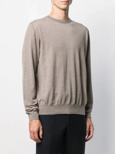 Shop Canali Crew Neck Jumper In Neutrals