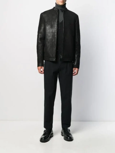 Shop Salvatore Santoro Minimalist Leather Jacket In Black