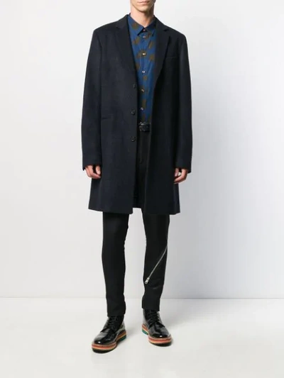 Shop Ps By Paul Smith Single Breasted Coat In Blue