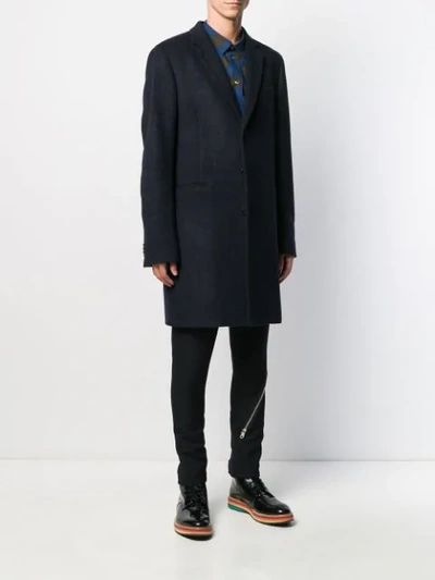 Shop Ps By Paul Smith Single Breasted Coat In Blue