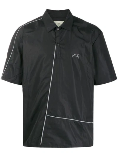 Shop A-cold-wall* Diagonal-piping Polo Shirt In Black